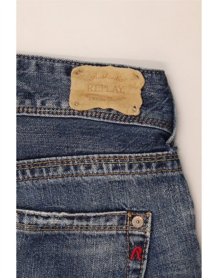 Calça jeans feminina REPLAY com perna larga W32 L31 azul