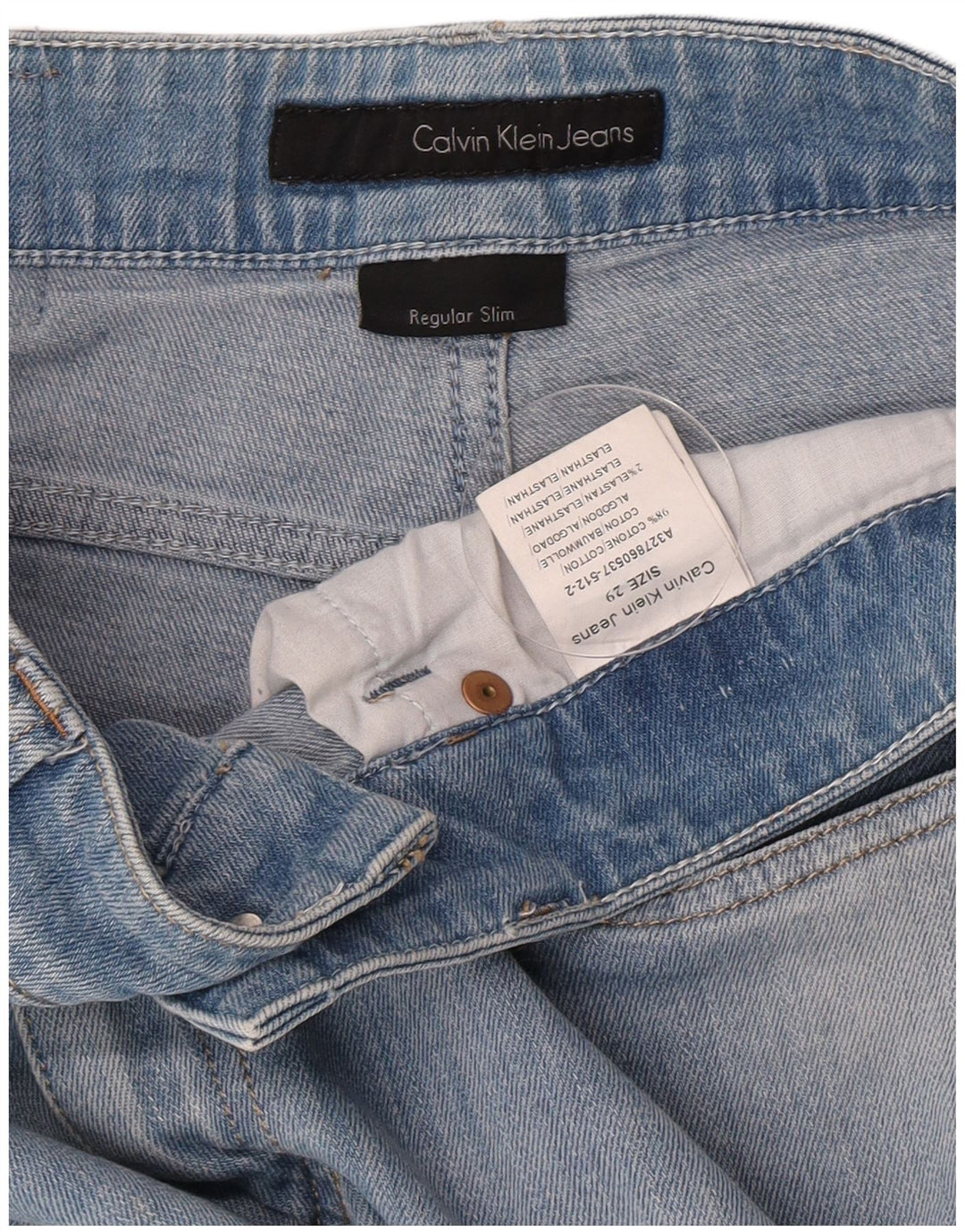 Calvin Klein Calça jeans feminina slim regular fit W29 algodão azul médio
