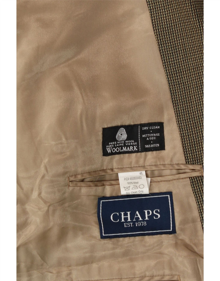 Jaqueta blazer masculina Chaps com 2 botões Reino Unido 48 4XL cáqui nova lã