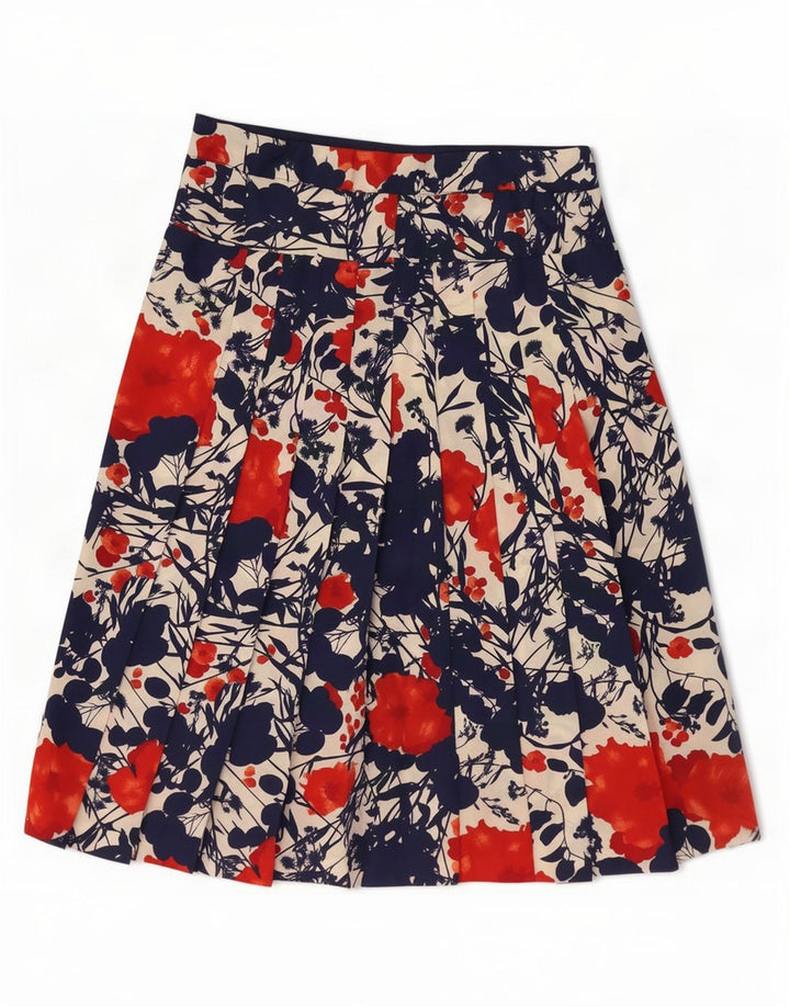 Saia plissada feminina vintage média W30 floral multicolorida