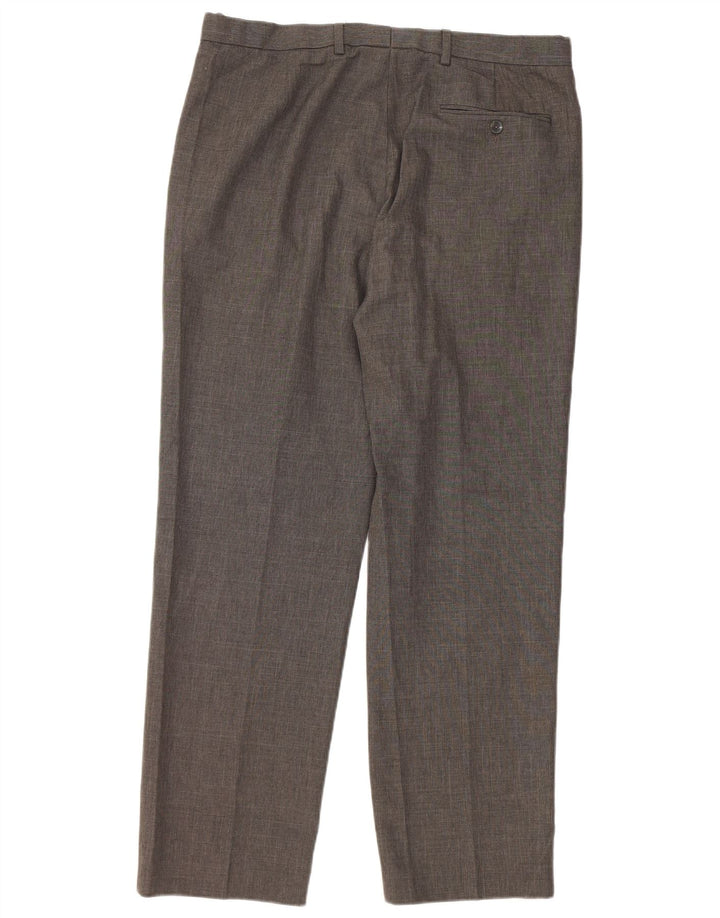 Calça masculina de terno reto Marks & Spencer W36 L31 poliéster cinza
