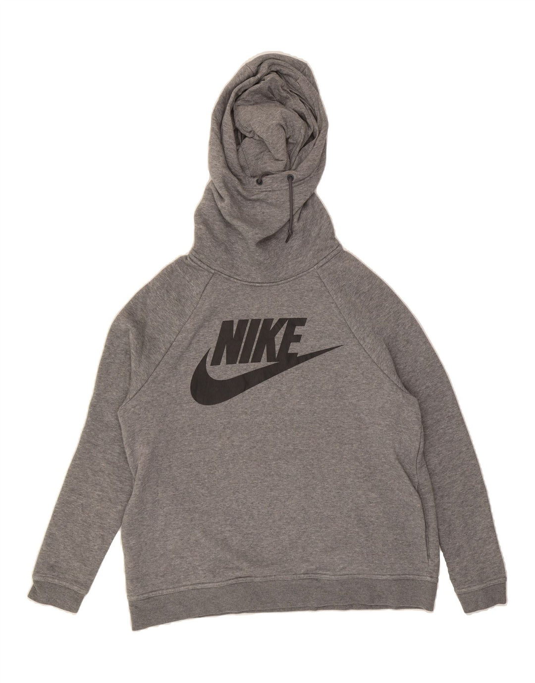 NIKE Womens Graphic Oversized Hoodie Jumper UK 16 Large Grey Cotton Vintage Nike and Second-Hand Nike from Messina Hembry 