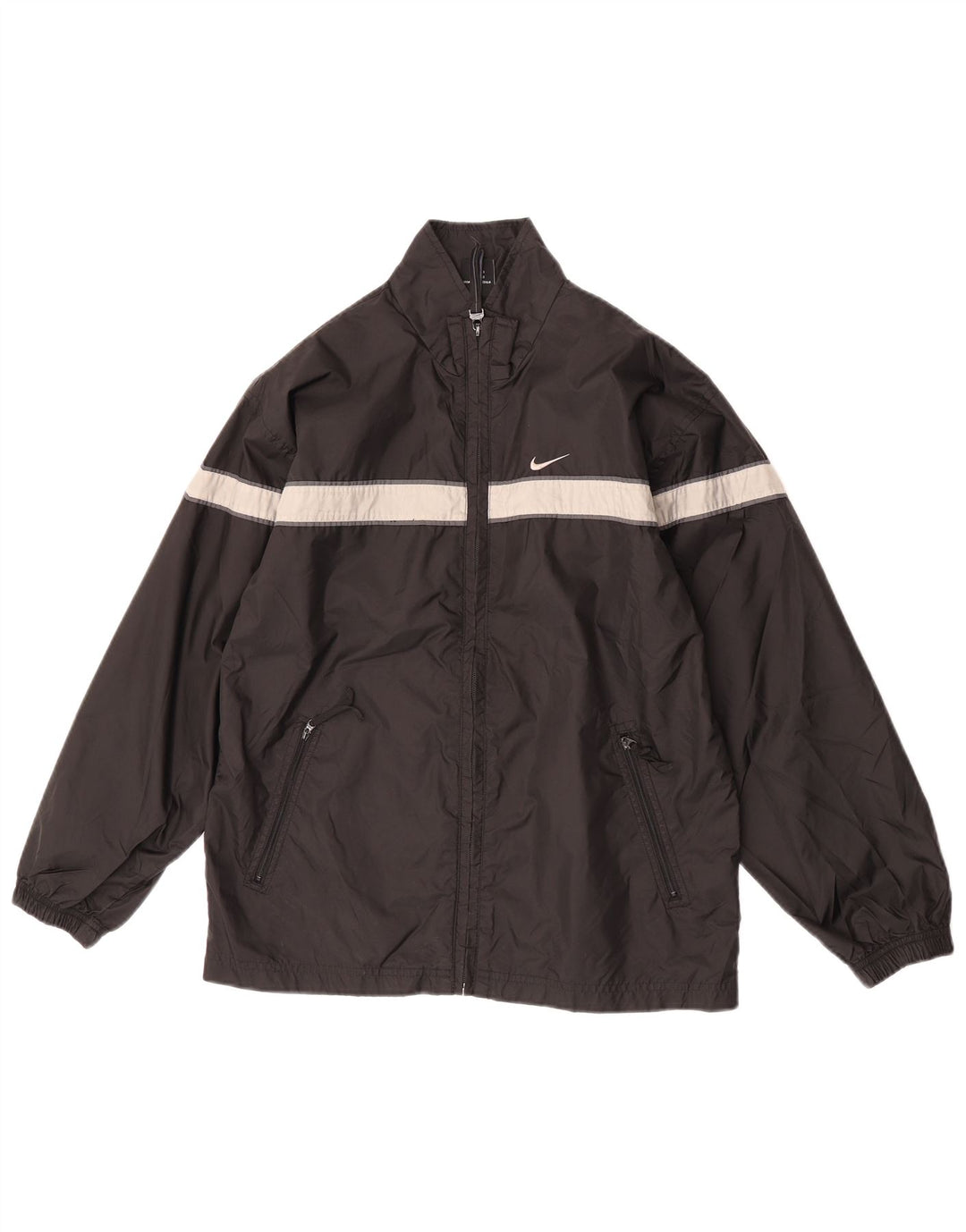 Jaqueta de chuva Nike Boys 14-15 anos grande preto colorblock poliéster