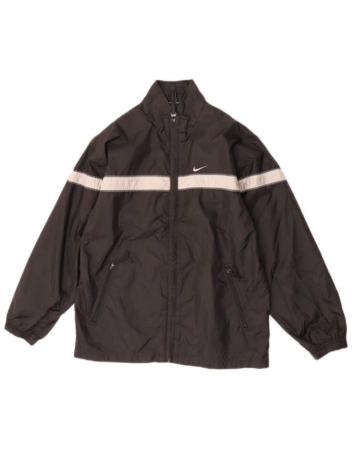 Jaqueta de chuva Nike Boys 14-15 anos grande preto colorblock poliéster