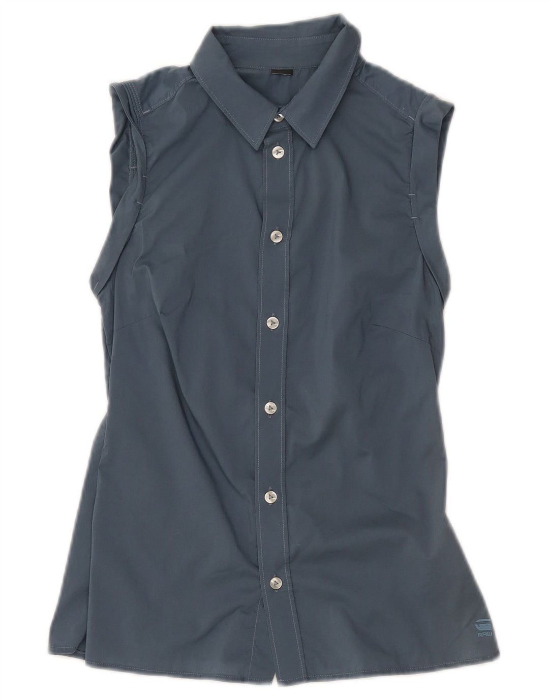 Camisa feminina sem mangas G-STAR Reino Unido 8 algodão azul pequeno