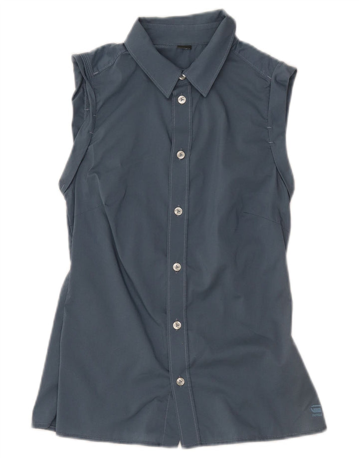 Camisa feminina sem mangas G-STAR Reino Unido 8 algodão azul pequeno