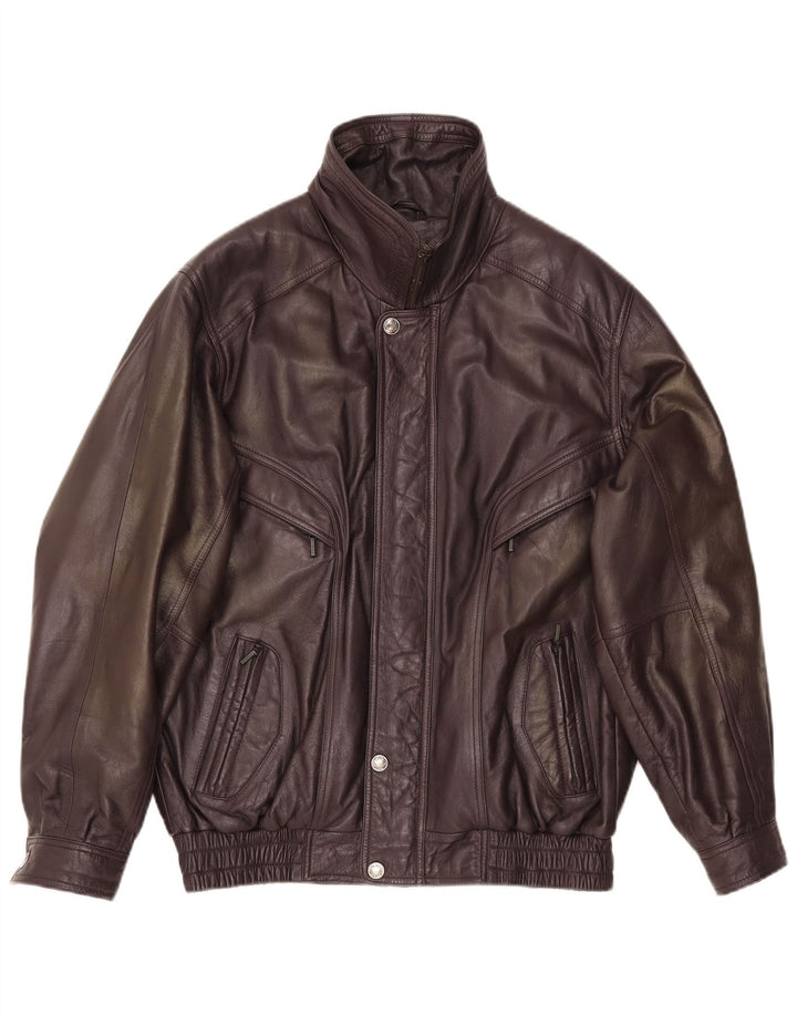 Jaqueta de couro masculina vintage IT 48 couro marrom médio
