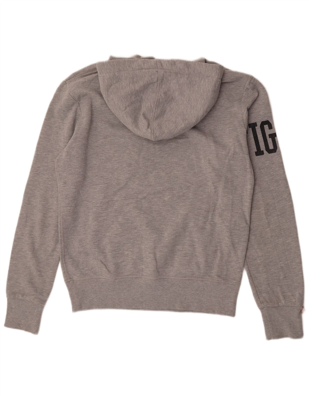 Suéter Superdry masculino com capuz gráfico cinza médio algodão