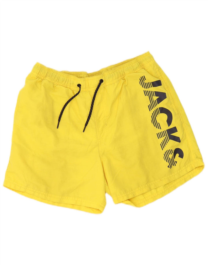 Shorts de natação masculino Jack & Jones gráfico grande poliéster amarelo