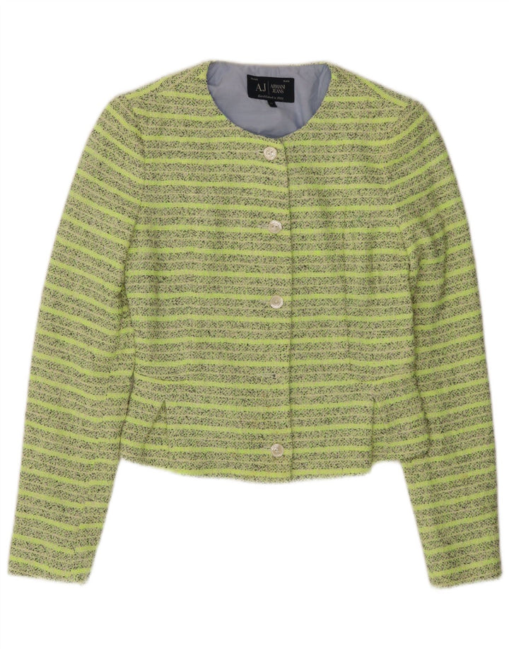 Jaqueta blazer feminina ARMANI JEANS crop 5 botões IT 42 listrado verde médio