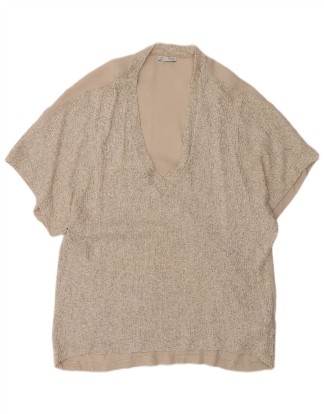 Top túnica oversized feminino Zara UK 10 pequeno poliéster bege