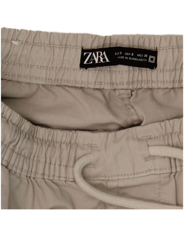 Zara Mens Joggers Cargo Calças Pequenas W30 L26 Bege