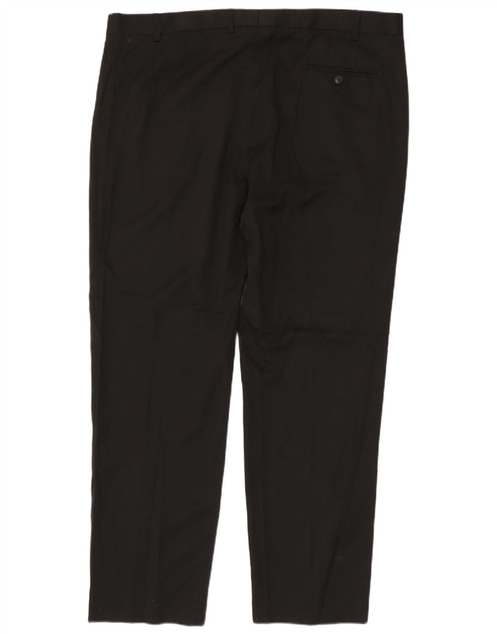 Calça masculina reta regular Marks & Spencer W42 L33 poliéster preto