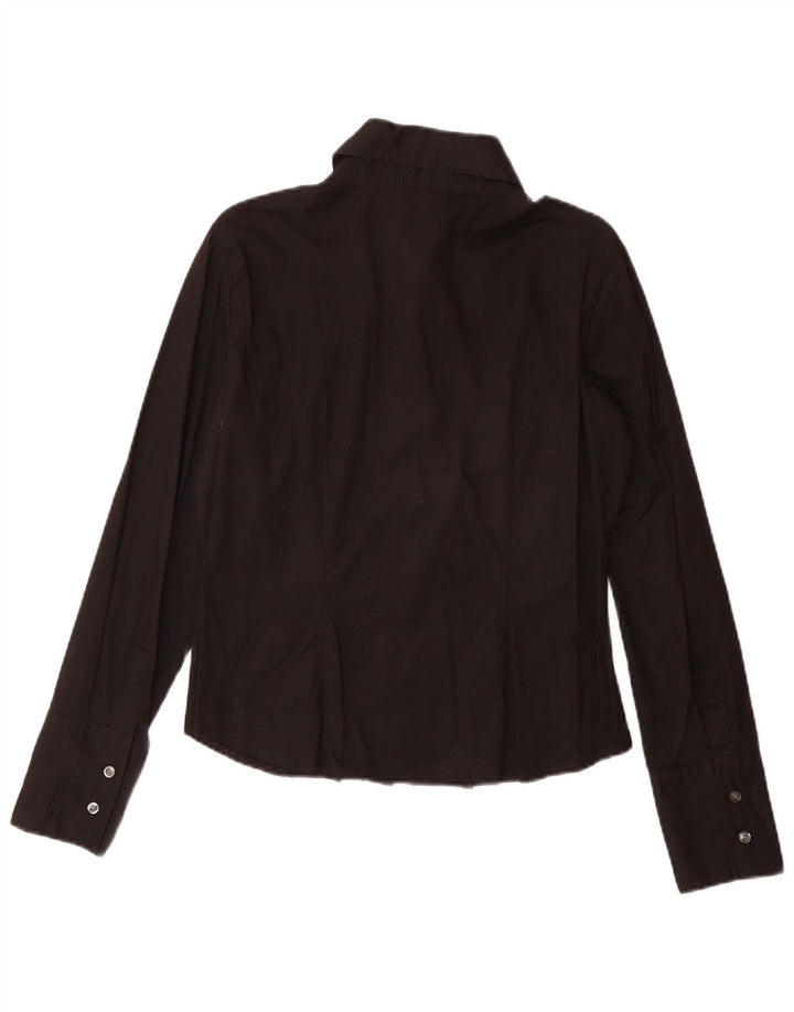 Camisa feminina Benetton UK 14 médio algodão preto
