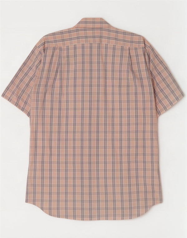 Camisa masculina de manga curta Hugo Boss tamanho 16 1/2 42 grande xadrez multicolorido