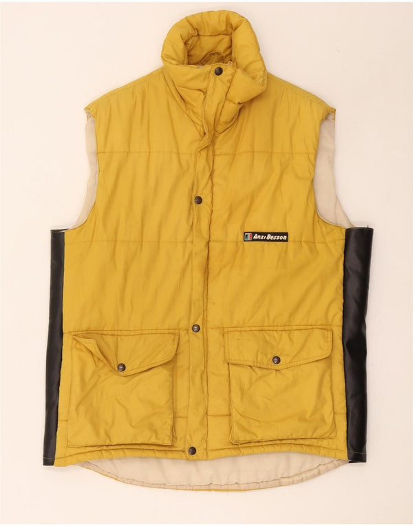 Colete acolchoado masculino Anzi Besson UK 40 grande bloco colorido amarelo