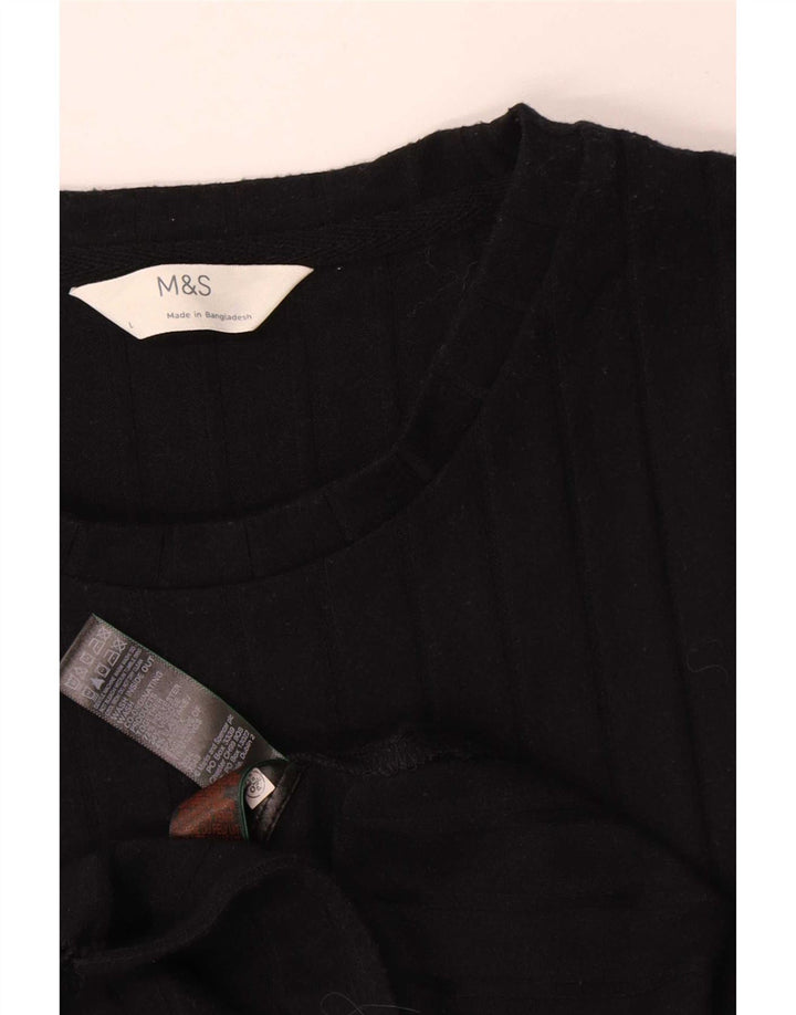 Vestido feminino Marks & Spencer com bainha sem mangas Reino Unido 14 grande poliéster preto