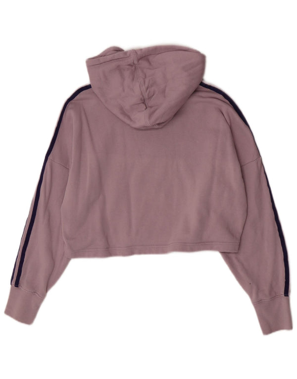 Adidas Womens Crop Oversized Hoodie Jumper UK 4 XS Rosa Algodão
