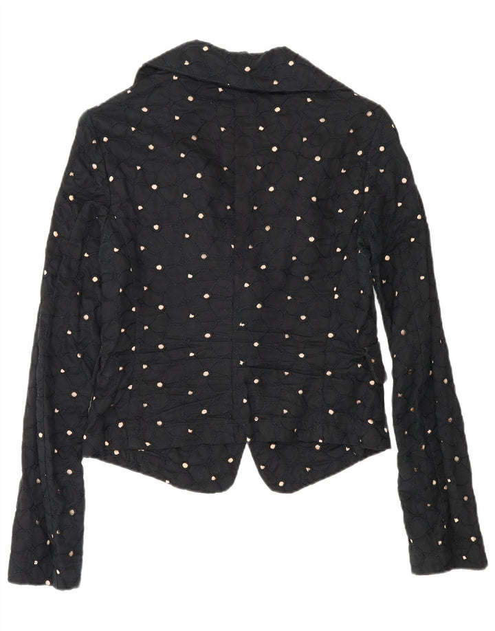 Jaqueta blazer feminina Benetton Crop 2 botões IT 42 médio preto manchado