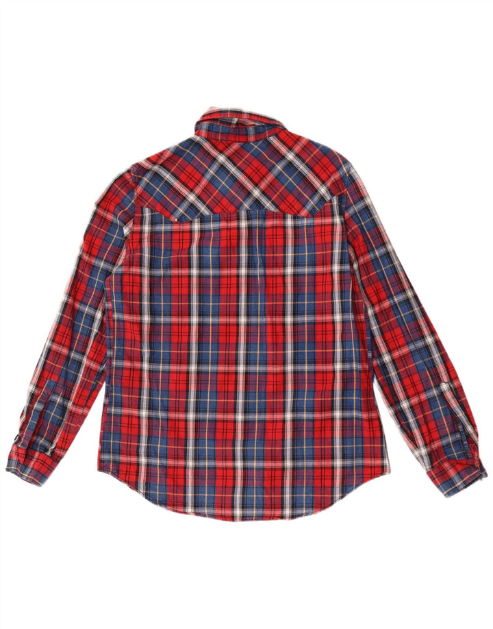 Camisa de flanela feminina Zara UK 14 xadrez vermelho médio
