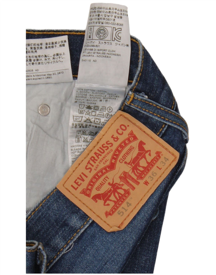 Levi's Masculino 514 Straight Jeans W36 L34 Azul Algodão