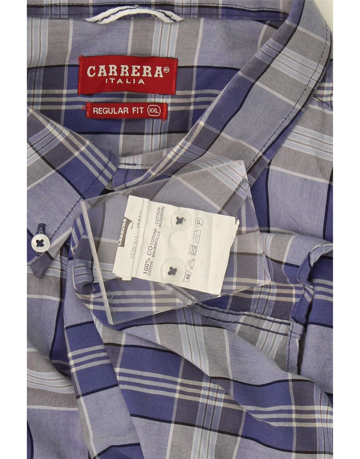Camisa masculina CARRERA regular fit 2XL algodão xadrez azul