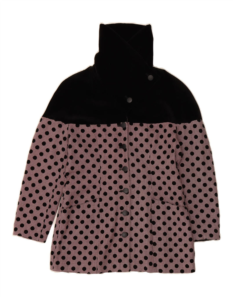 CARTOON Womens Overcoat UK 9 Small Pink Polka Dot Viscose Vintage Cartoon and Second-Hand Cartoon from Messina Hembry 