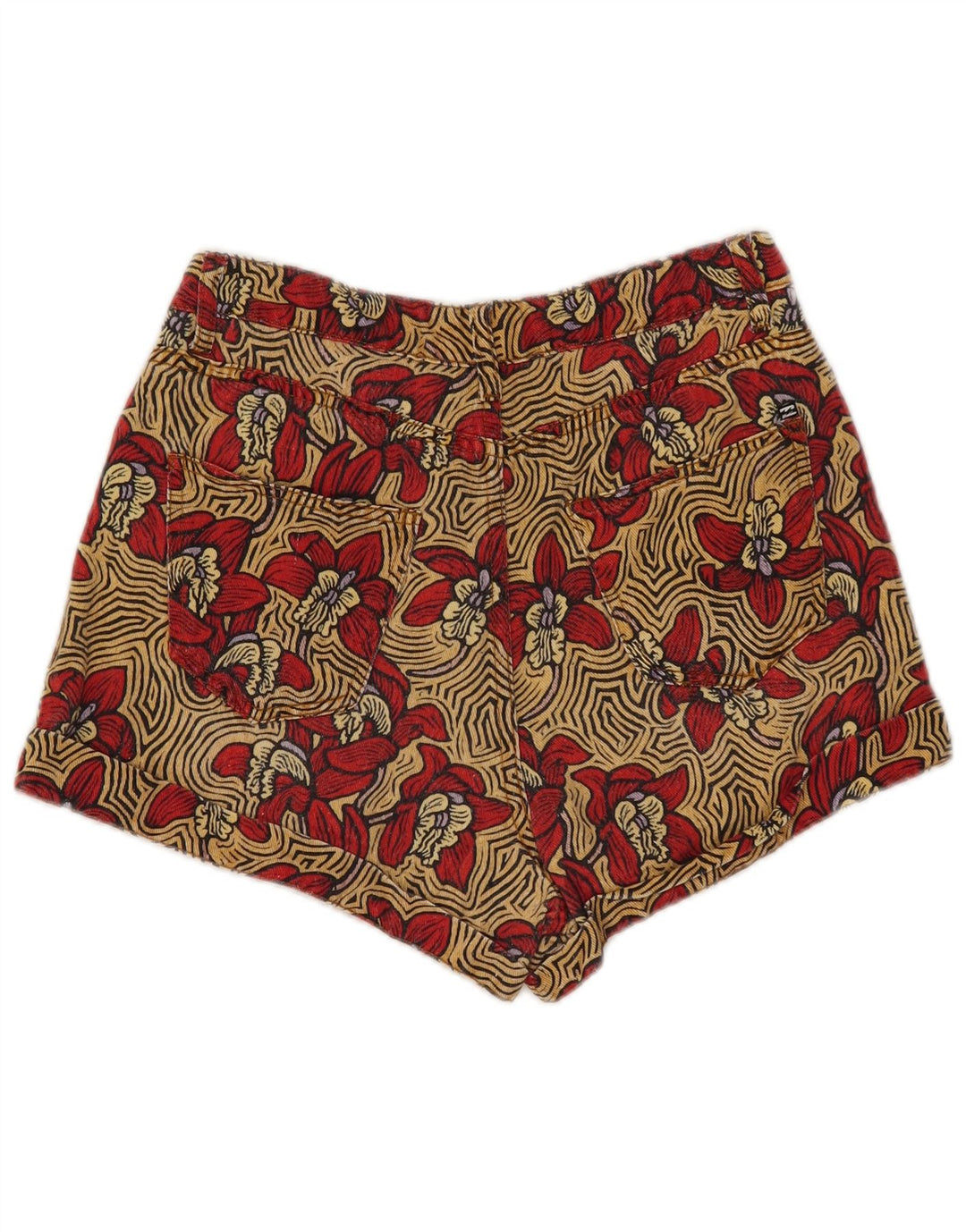 Shorts feminino casual Billabong W28 médio algodão floral multicolorido