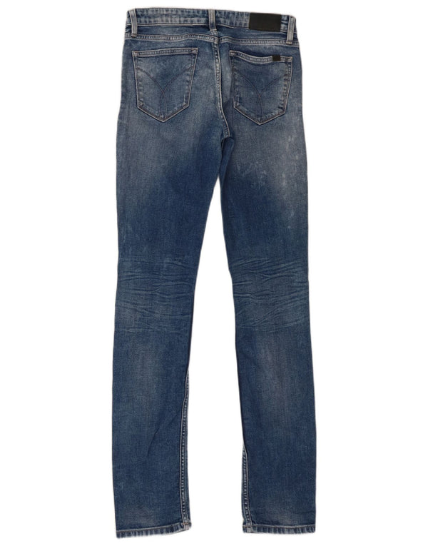 Calvin Klein Jeans skinny feminino desgastado W25 L32 algodão azul