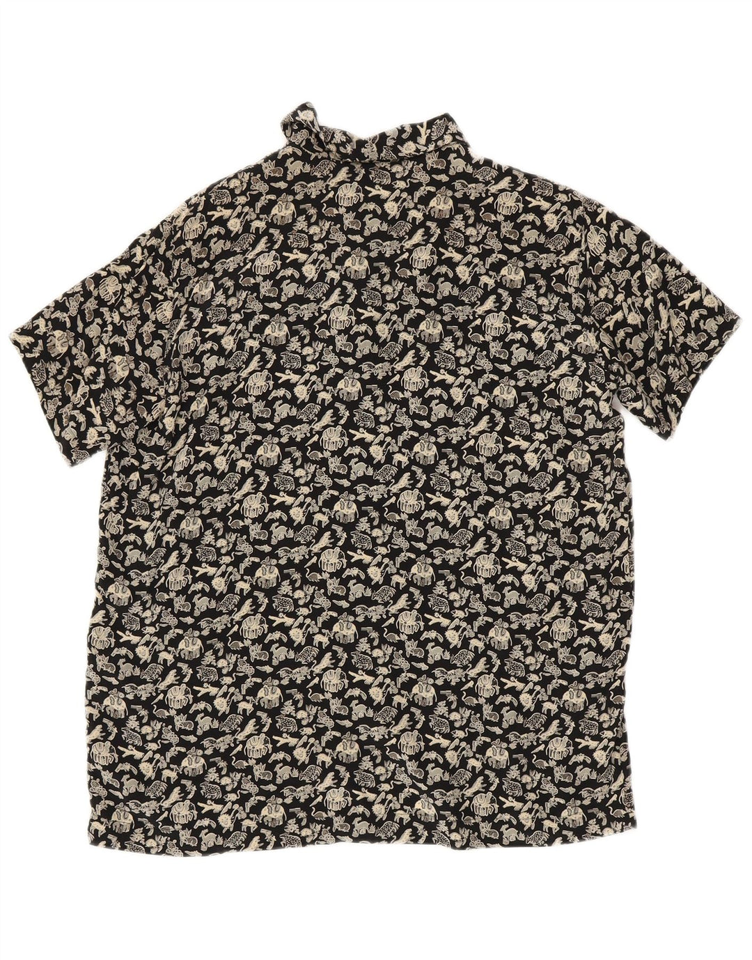 Camisa feminina VINTAGE manga curta IT 42 médio preto estampa animal