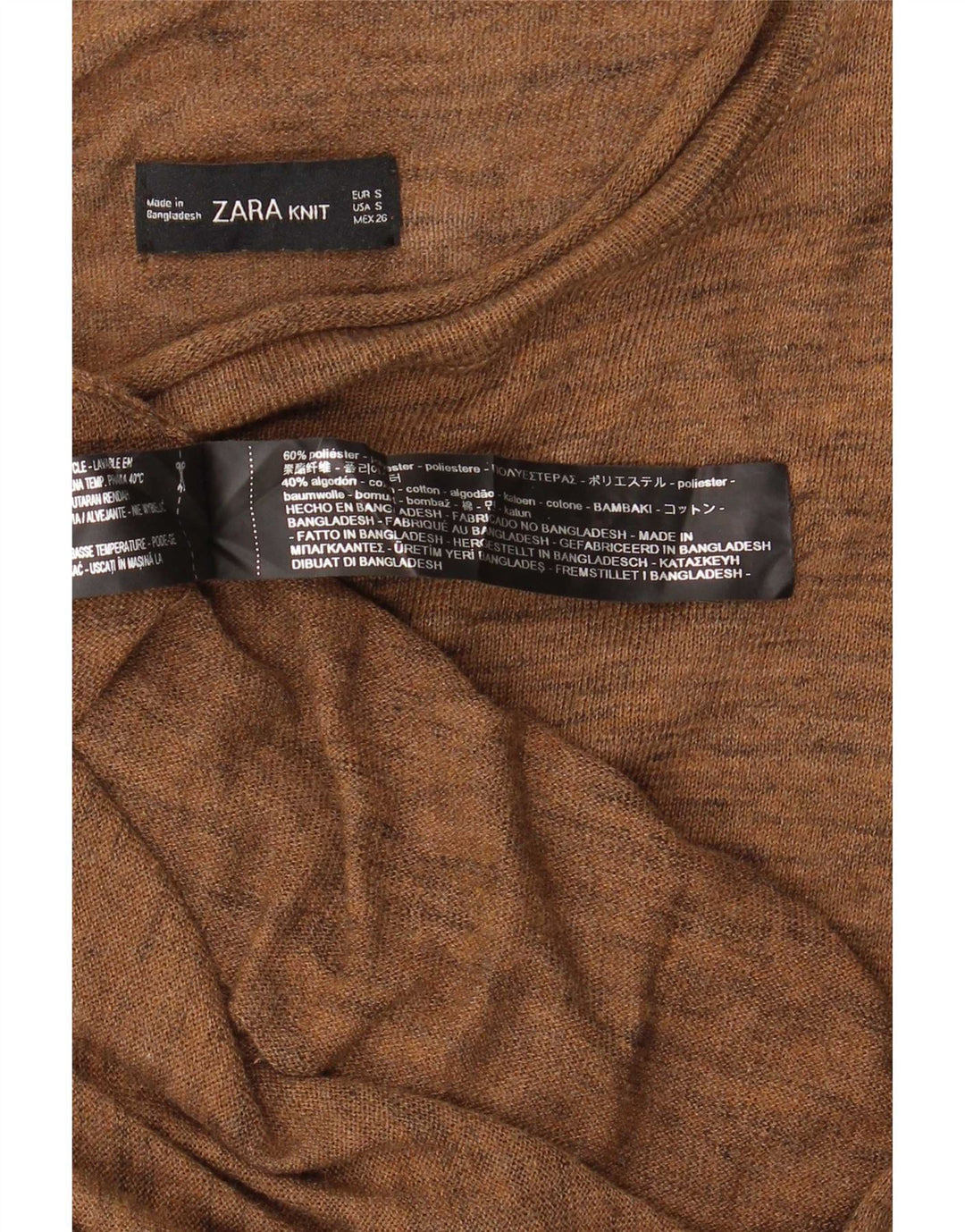 Vestido jumper assimétrico feminino Zara Reino Unido 10 pequeno poliéster marrom