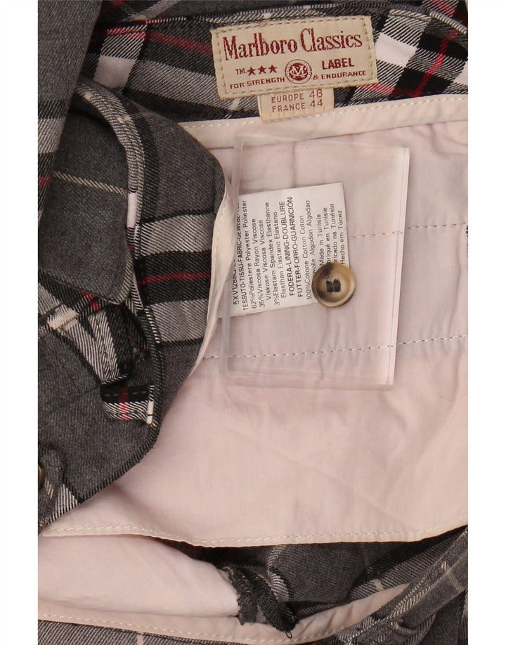 MARLBORO CLASSICS Calça feminina reta casual W34 L27 xadrez cinza