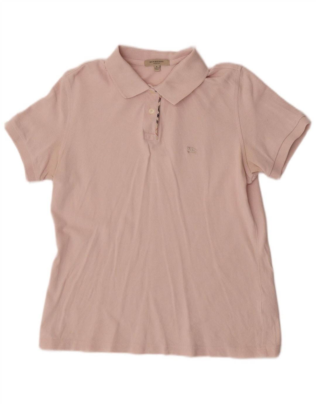 Camisa polo feminina Burberry UK 16 grande algodão rosa