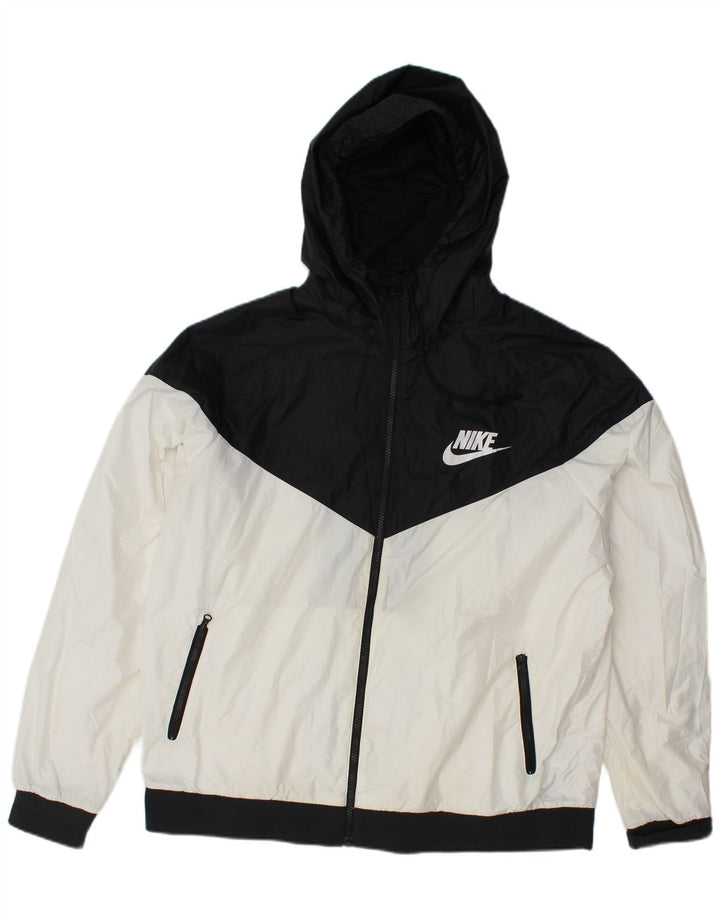 NIKE Mens Hooded Tracksuit Top Jacket XL Branco Colourblock Poliéster