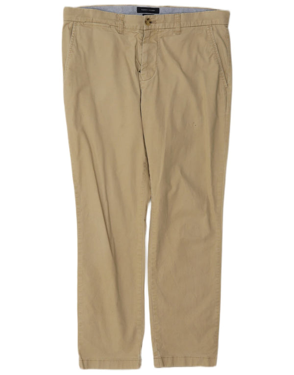 Tommy Hilfiger Mens Slim Fit Chino Calças W34 L30 Algodão Bege