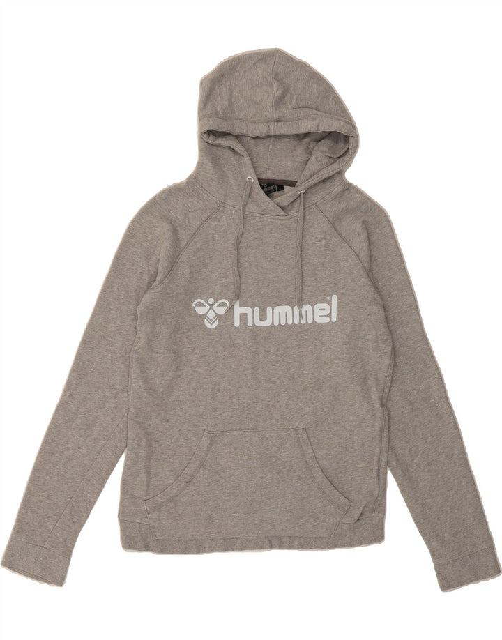 HUMMEL Womens Graphic Hoodie Jumper UK 14 Medium Grey Vintage Hummel and Second-Hand Hummel from Messina Hembry 