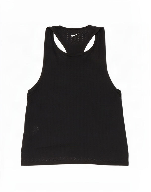 Nike Womens Dri Fit Vest Top UK 10 Pequeno Poliéster Preto