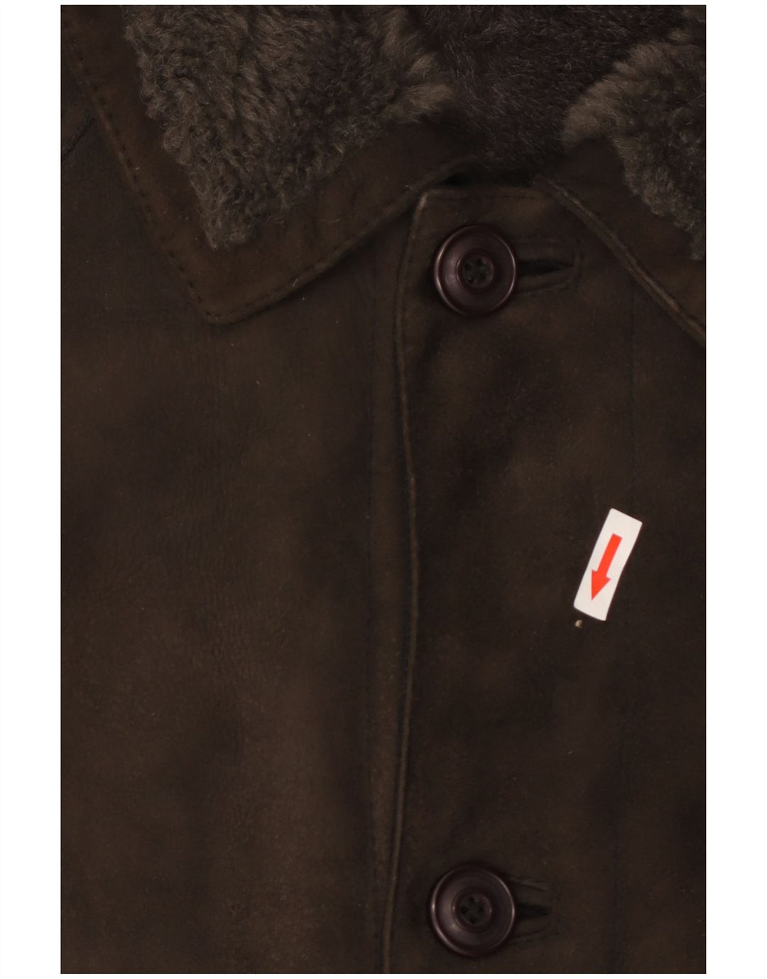 Sobretudo masculino vintage de shearling Reino Unido 40 couro marrom grande