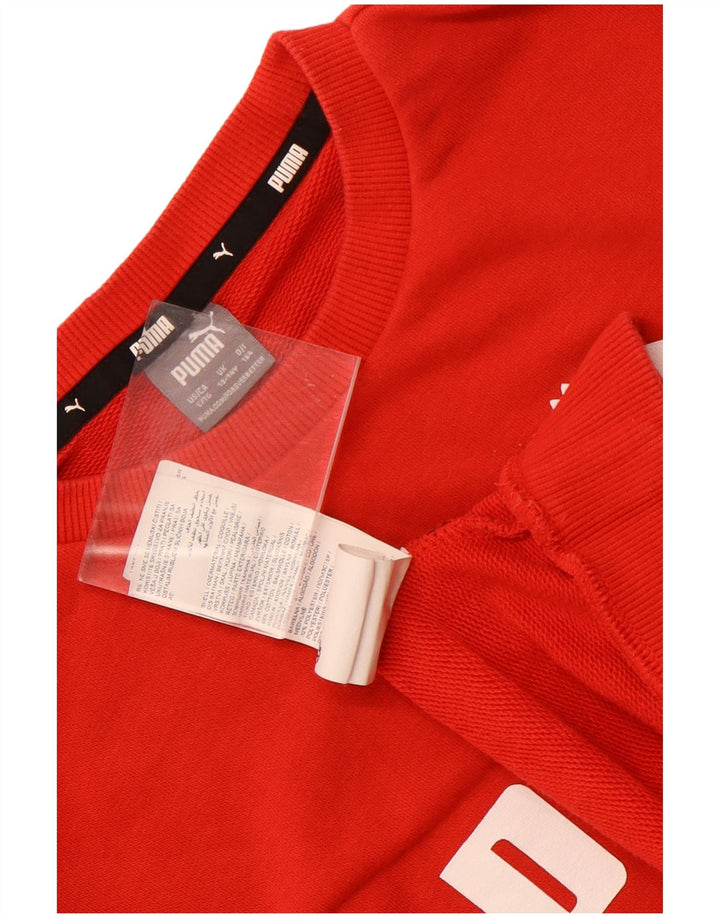 Puma Meninas Graphic Sweatshirt Jumper 13-14 Anos Algodão Vermelho