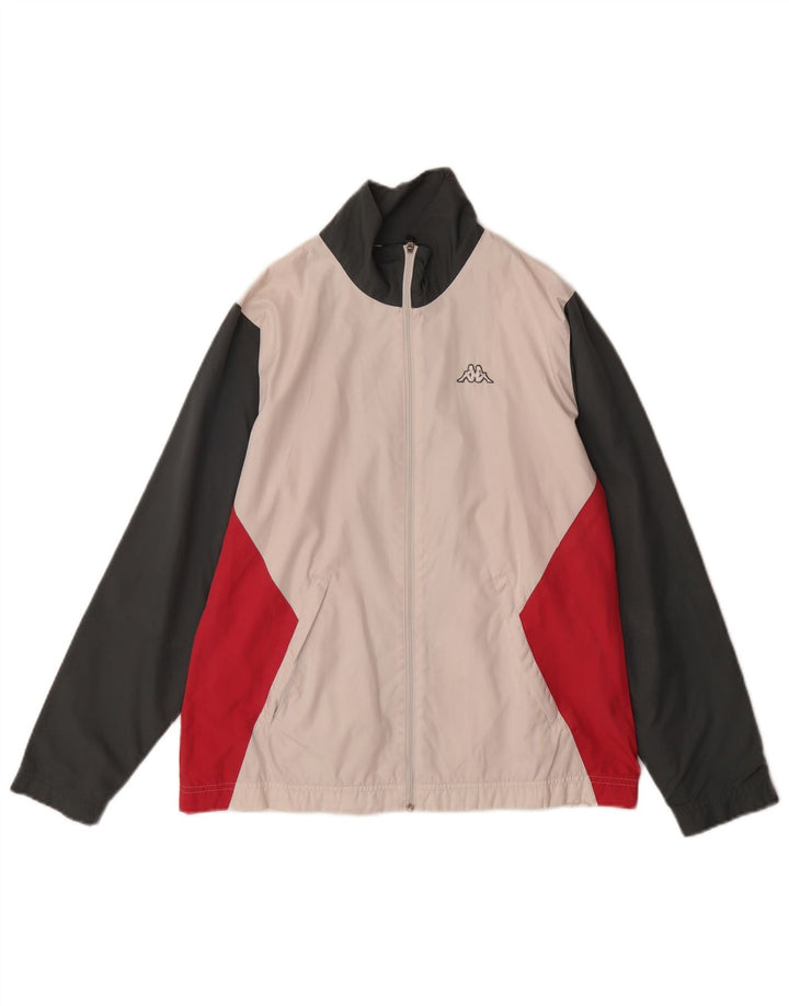 KAPPA Mens Treino Top Jacket Pequeno Poliéster Colorblock Branco