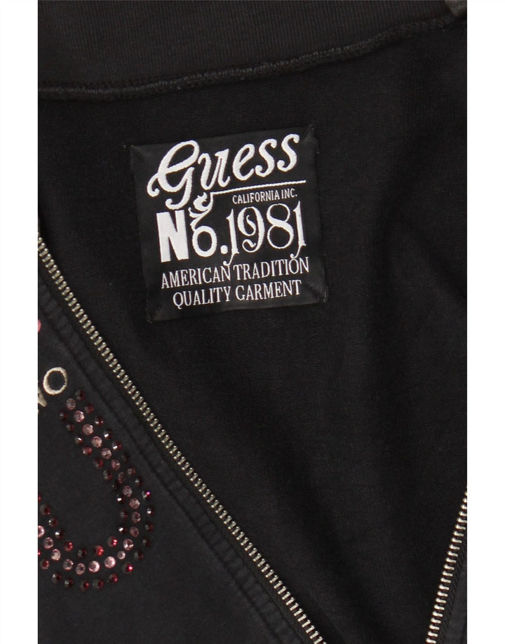 Guess Womens Graphic Tracksuit Top Jacket Reino Unido 8 Pequeno Preto