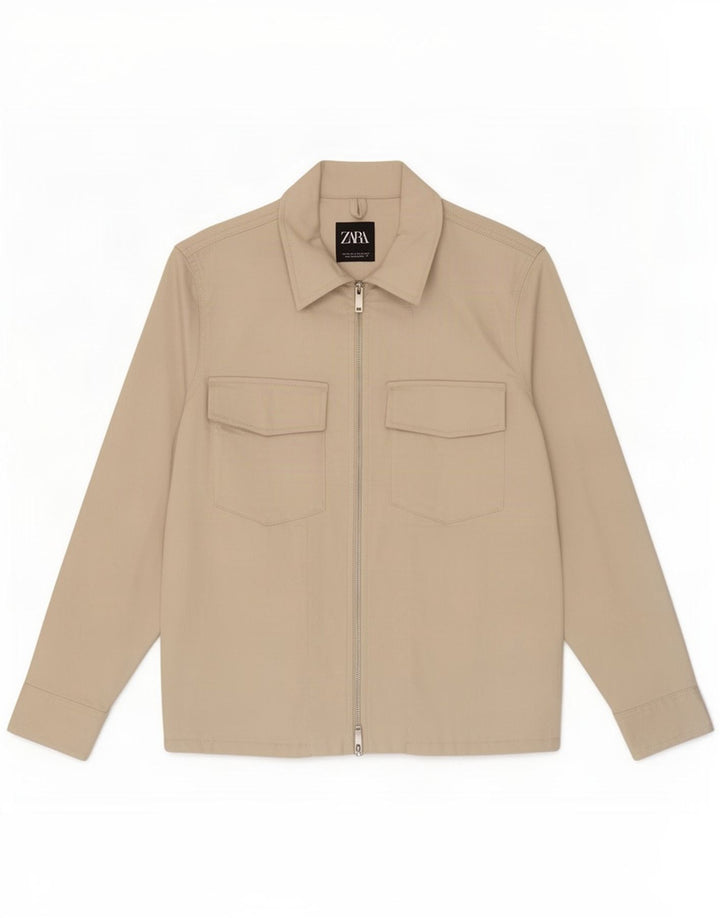 Jaqueta bomber masculina Zara UK 36 algodão bege pequeno