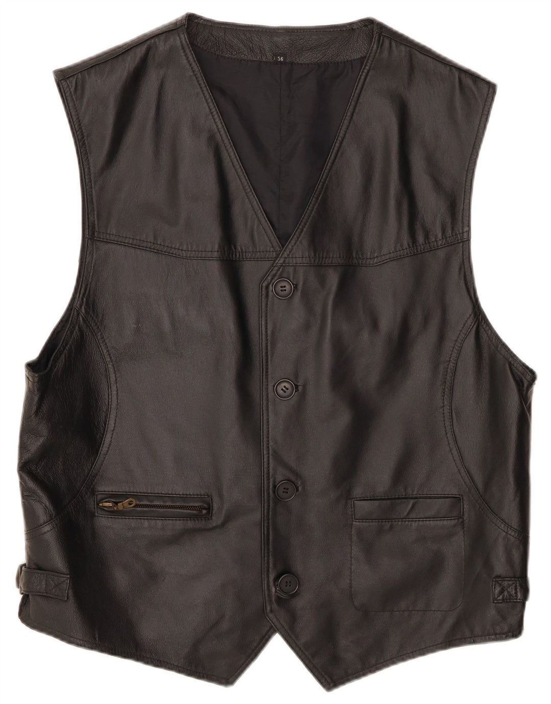 Colete de couro masculino VINTAGE couro preto médio