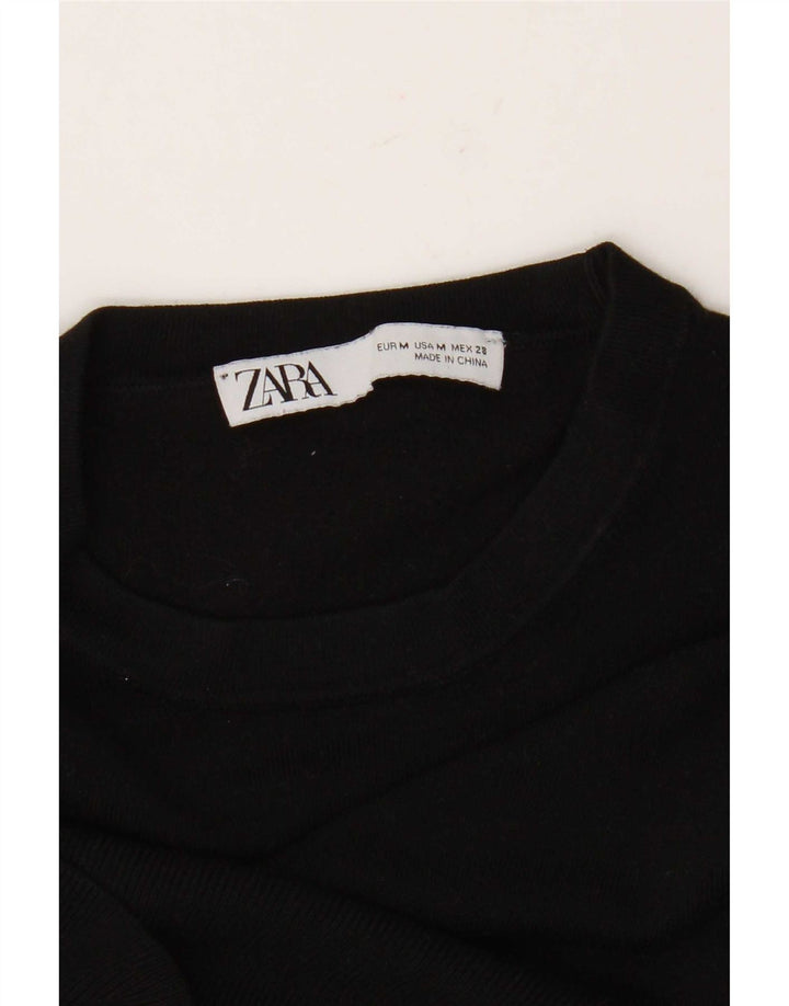Zara Suéter feminino com gola redonda, Reino Unido 12 Médio Preto