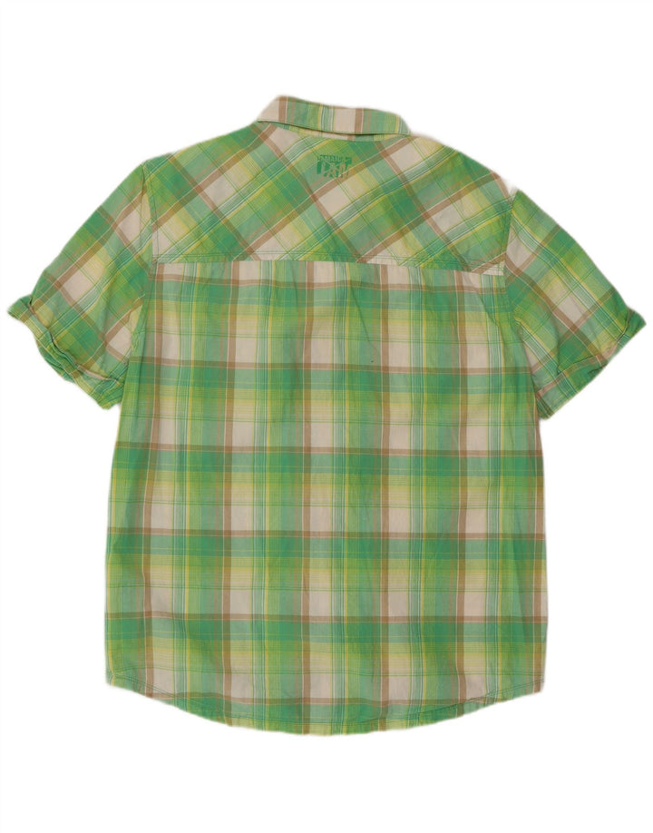 Camisa masculina Nike de manga curta grande algodão xadrez verde