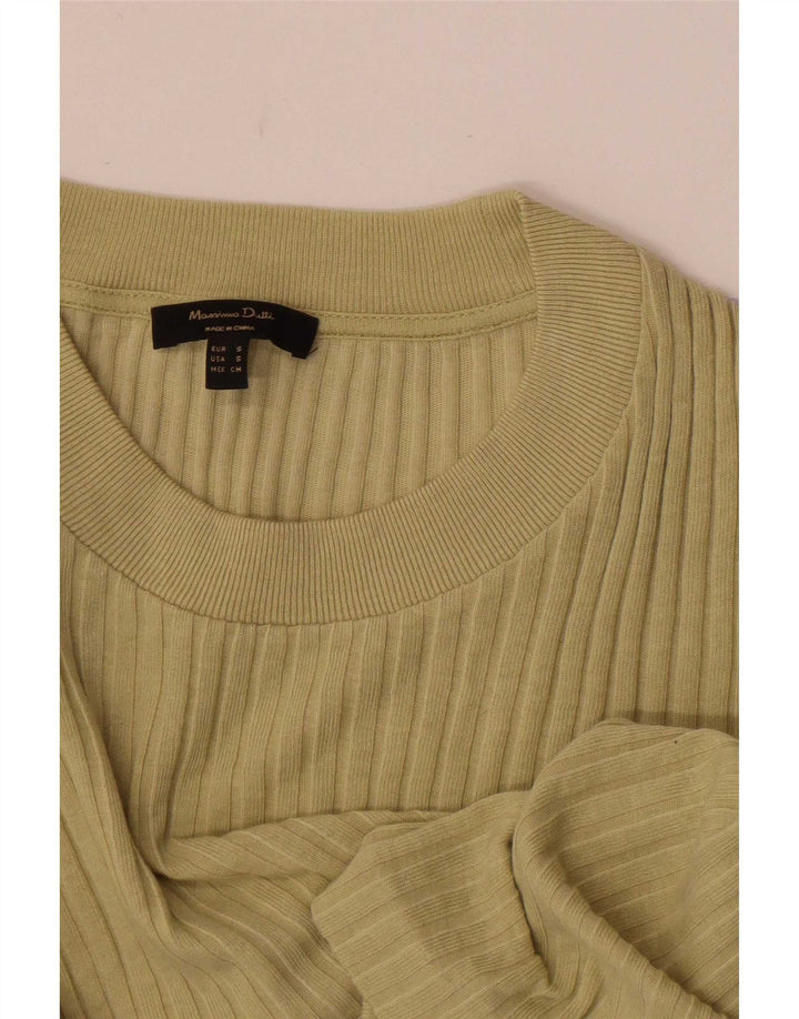 Top feminino Massimo Dutti manga comprida Reino Unido 8 pequeno caqui