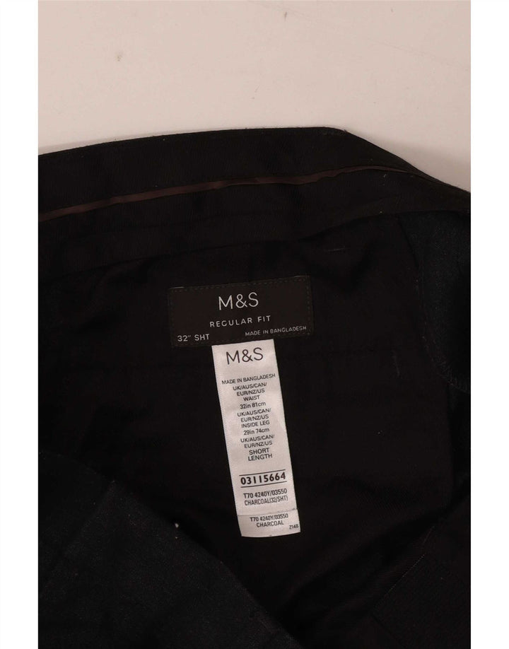 Calça chino reta masculina Marks & Spencer W32 L29 cinza manchada