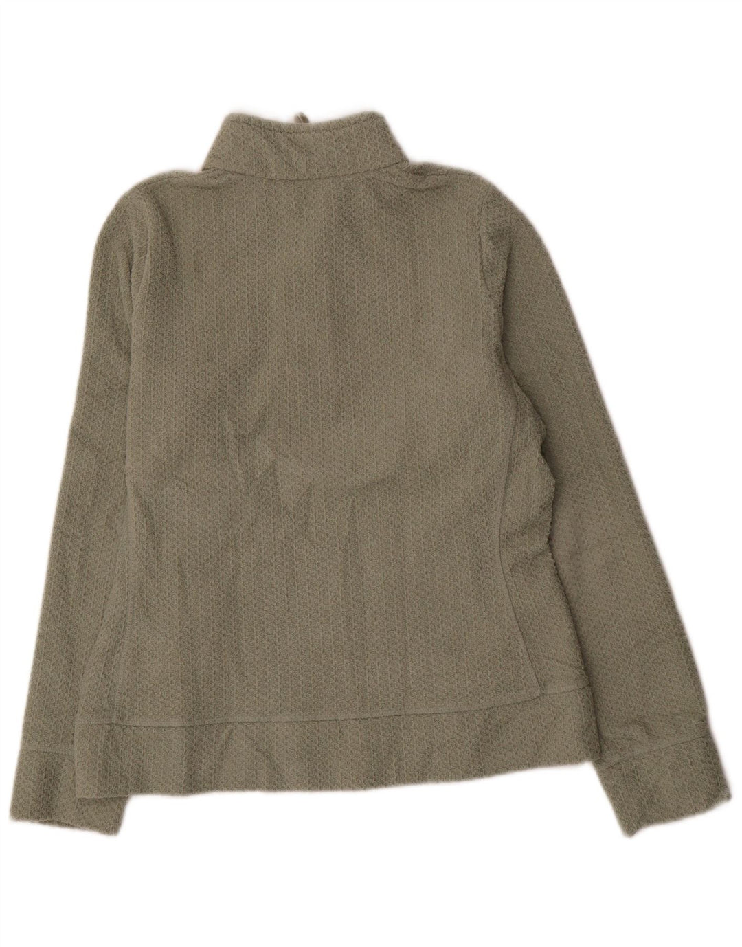 Suéter feminino Marks & Spencer com gola e zíper Reino Unido 12 médio cáqui