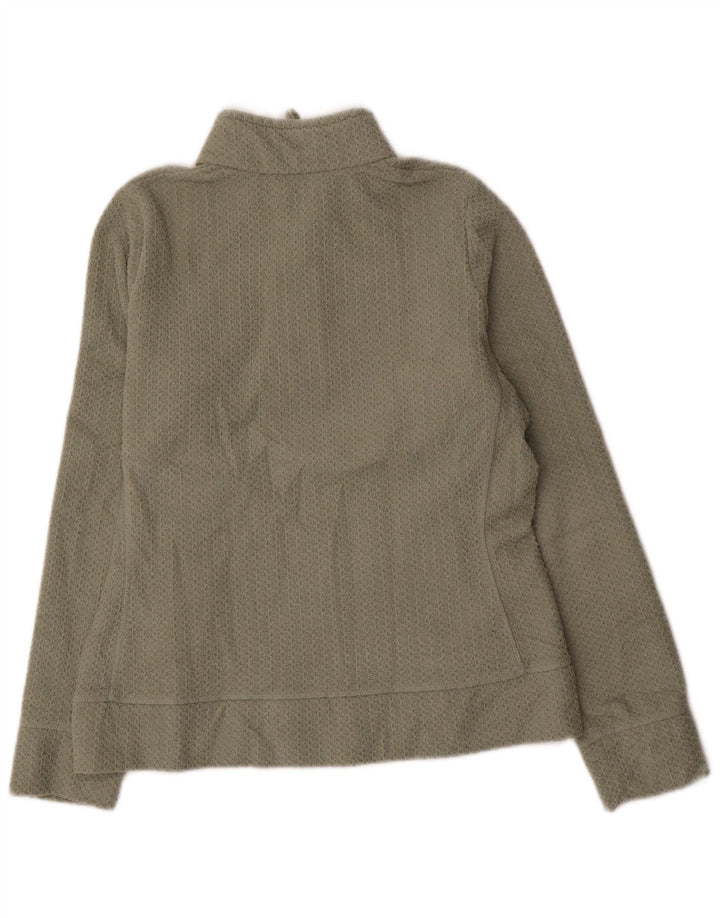Suéter feminino Marks & Spencer com gola e zíper Reino Unido 12 médio cáqui