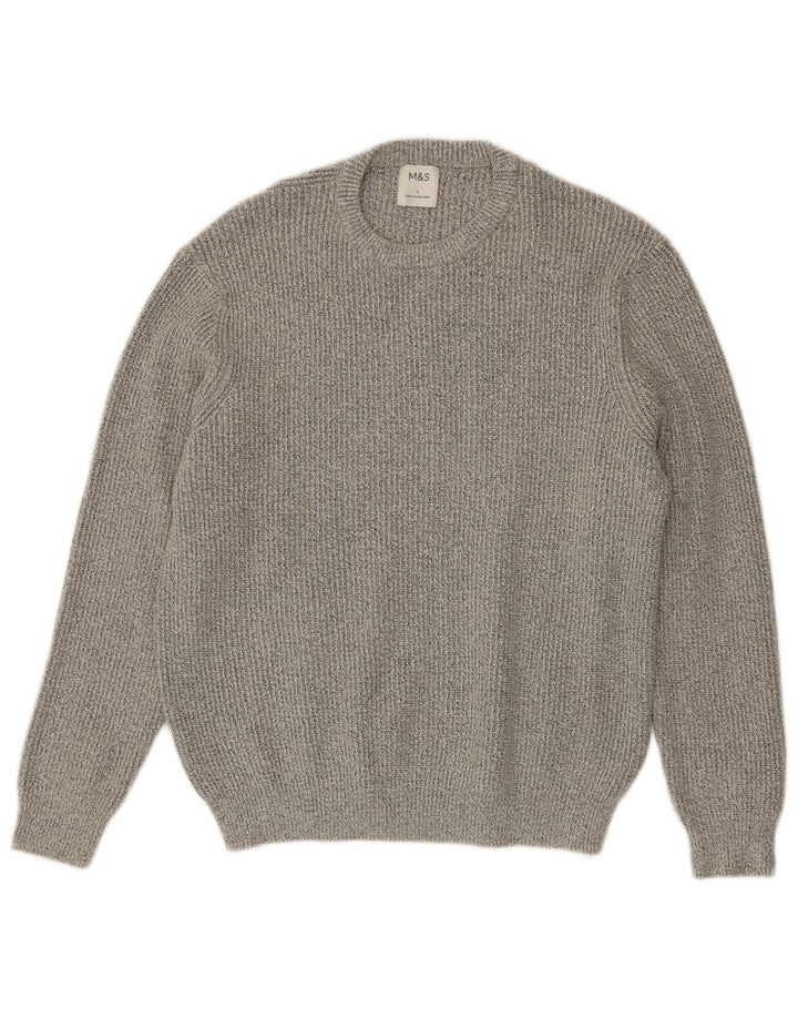 Suéter masculino Marks & Spencer com gola redonda, grande poliamida cinza